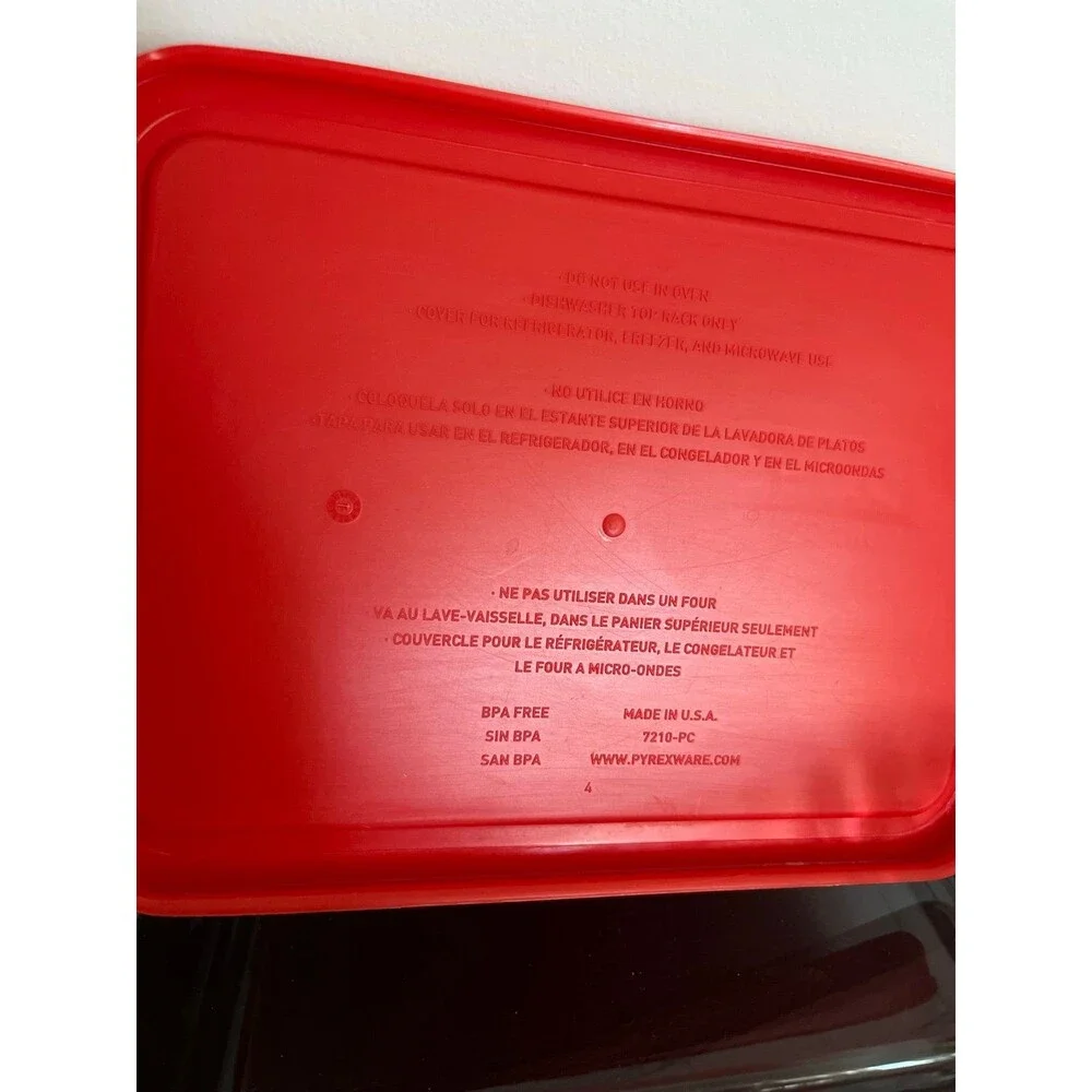 Pyrex Simple Store 3-Cup Glass Food Storage Container 7210-PC w/ Red Lid